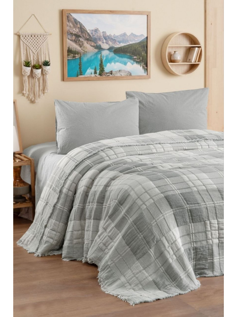 Муслиновое покрывало Şikel Home Bonita Серый 240×260 см (100% хлопок)